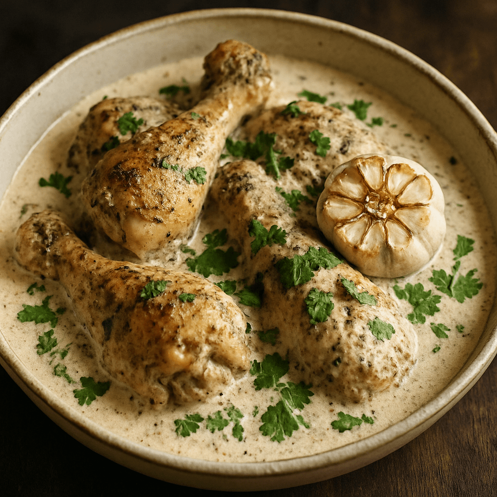 Чкмерули (курица в сливочном соусе по-грузински)
